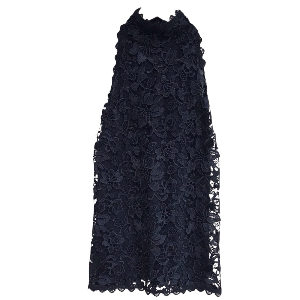 Julian Chang Black Floral Lace Halter Blouse